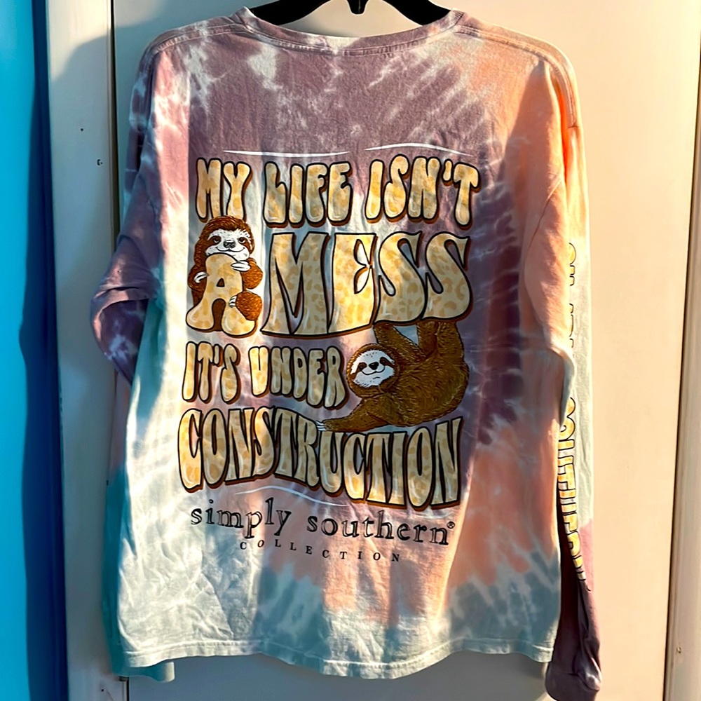 Simply Southern long sleeve tee my life isn’t a mess sloths